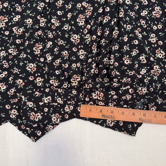 Vintage 90s Express Black & Pink Ditsy Floral Flowy Romper Size Small - Picture 10 of 10
